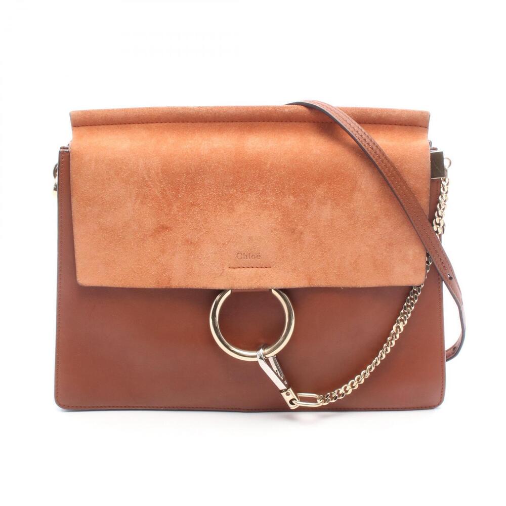 Chloe Faye Shoulder Bag Suede Leather Brown